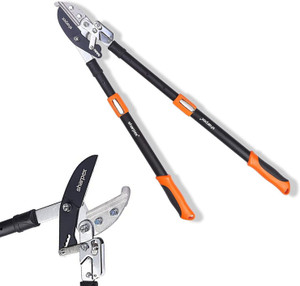 sharpex razor sharp carbon steel blade 2-inch cutting capacitywith professional compound action ratchet lopper for tree pruning ratchet lopper