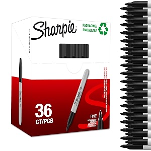 sharpie permanent markers  fine point  black  36 count