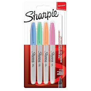 sharpie permanent markers  fine point  pastel colours  4 count