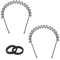 Sharum Crafts Men and Women Metal Zigzag Hair Band with 2 Black Elastic Rubber Band for stylish Ponytail (Black Pack of 2) Hair Accessory Set (Black) Hair Accessory Set (Black)