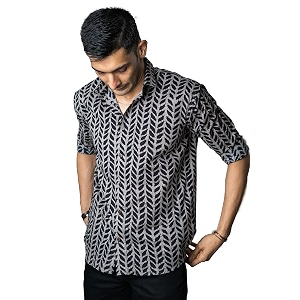 SHASAK Mens Printed Shirt 100 Pure Cotton