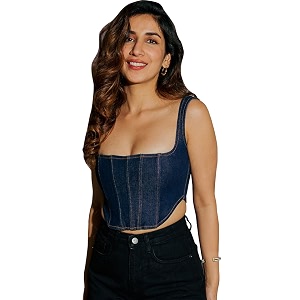 Shasmi Girls and Womens Blue Denim Crop