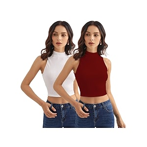 Shasmi Womens Girls Solid Ribbed Round