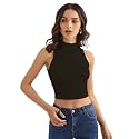 Shasmi Women's &amp; Girls' Solid Ribbed Round Neck Collarless Sleeveless Slim Fit Simplicity Tank Tops (TOP 37)