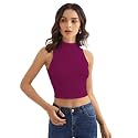 Shasmi Women's &amp; Girls' Solid Ribbed Round Neck Collarless Sleeveless Slim Fit Simplicity Tank Tops (TOP 37)