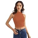 Shasmi Women's &amp; Girls' Solid Ribbed Round Neck Collarless Sleeveless Slim Fit Simplicity Tank Tops (TOP 37)