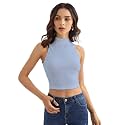 Shasmi Women's &amp; Girls' Solid Ribbed Round Neck Collarless Sleeveless Slim Fit Simplicity Tank Tops (TOP 37)