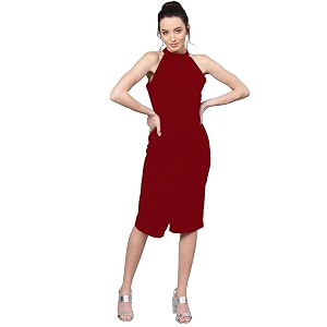 Shasmi Womens Comfortable Red Halter Neck Sleeveless