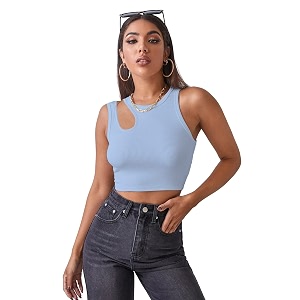 Shasmi Womens Striped Slim Fit Crop Ribbed