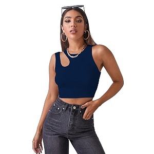 Shasmi Womens Striped Slim Fit Crop Ribbed
