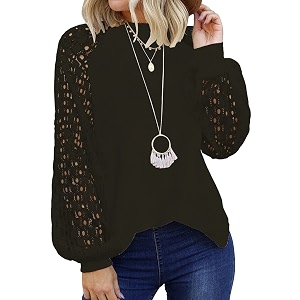 Shasmi Womens White Ballon Long Sleeve Crew