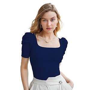Shasmi Solid Western Tops for Women Navy