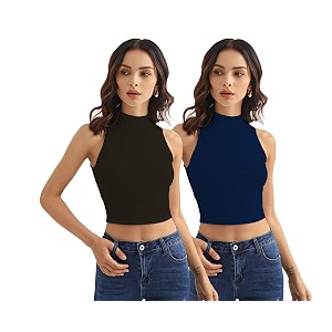 Shasmi Women Crop Top Ribbed Stylish Tank