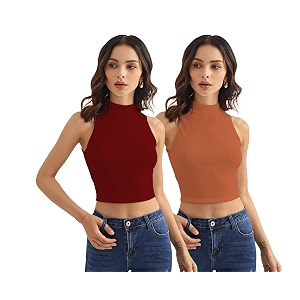 Shasmi Women Crop Top Ribbed Stylish Tank
