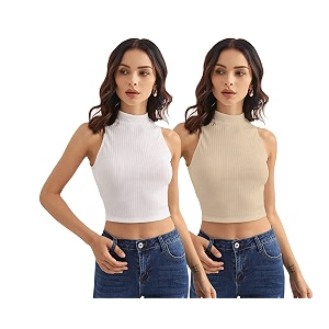 Shasmi Women Crop Top Ribbed Stylish Tank