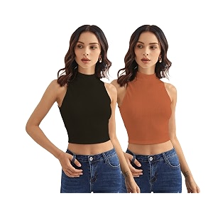 Shasmi Women Crop Top Ribbed Stylish Tank