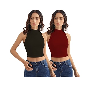 Shasmi Women Crop Top Ribbed Stylish Tank
