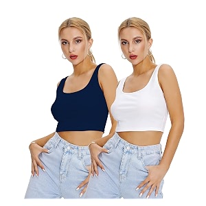 Shasmi Women Crop Top Ribbed Stylish Tank