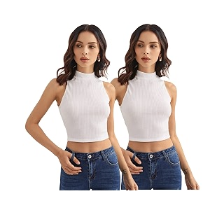 Shasmi Women Crop Top Ribbed Stylish Tank