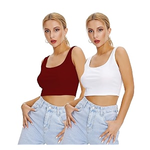 Shasmi Women Crop Top Ribbed Stylish Tank