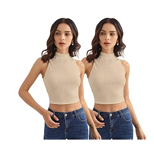 Shasmi Women Crop Top Ribbed Stylish Tank