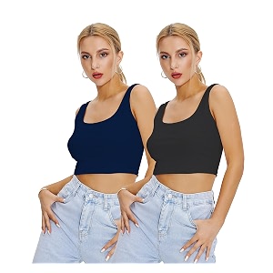 Shasmi Women Crop Top Ribbed Stylish Tank