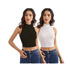 Shasmi Women Crop Top Ribbed Stylish Tank