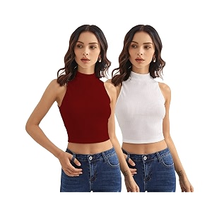 Shasmi Women Crop Top Ribbed Stylish Tank