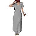 Shasmi Women’s Solid Color Applique Lace-Up Collared Short Sleeve, Side-Tie Waist Long Casual Maxi Women Dress Outfit Long Evening Midi Western Party Dress for Women (Dress 211)