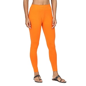Women Cotton Solid Belt Ankle Length Legging