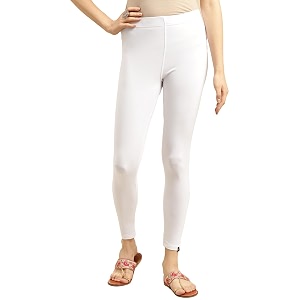 Women Cotton Solid Belt Ankle Length Legging