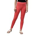 Women Cotton Solid Belt Ankle Length Legging