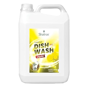 shatras lemon dishwash liquid gel 5 litre  kitchen utensil cleaner removes grease amp oil concentrated dishwashing detergent