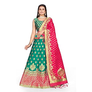 LAHER Girls Casual Wear Heavy Banarsi Jacquard
