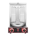 Shawarma Grill Doner Kebab Machine Gas Gyro Broilers Rotating With 2 Burners 110V Electric Vertical Rotisserie Broiler(Silver)