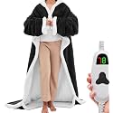 Shawl Hooded Heating Blanket, Wearable Blanket for Home, Outdoors, Office (50"X70" Black)(Black)