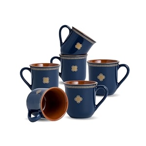 shay royal tea cup set set of 6 blue 180ml  cup set of 6 for tea  glossy finish  premium ceramic royal tea cups - blue