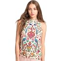 SHAYE Cream Party Sleeveless Halter Neck Floral