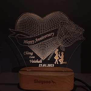 personalized 3d optical illusion heart lamp valentine39s day led night light with custom names romantic gift for wife husband