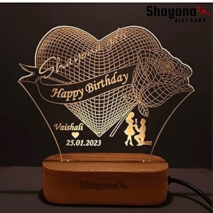 customized heart-shaped 3d illusion night lamp unique gift for birthday wedding couple annivesary and valentine day and any special occasions-22cm warm white
