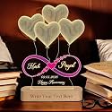 Personalized 3D Illusion LED Heart Lamp for Couples – Custom Marriage Anniversary &amp; Valentine’s Day Gift, Romantic Wedding Decor for Husband or Wife - Warm White - 22CM