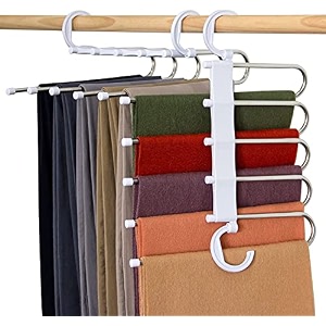 shayonam pack of 1 5 in 1 round shep stainless steel foldable hangers for clothes hanging multi-layer multi-purpose pant hangers for wardrobe magic foldable hanger clothes hangerpack 1-