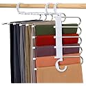 SHAYONAM (Pack of 1) 5 in 1 Round Shep Stainless Steel Foldable Hangers for Clothes Hanging Multi-Layer Multi-Purpose Pant Hangers for Wardrobe Magic Foldable Hanger Clothes Hanger((Pack 1)/*-
