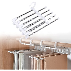 shayonam pack of 1 5 in 1 simple stainless steel foldable hangers for clothes hanging multi-layer multi-purpose pant hangers for wardrobe magic foldable hanger clothes hangerpack1