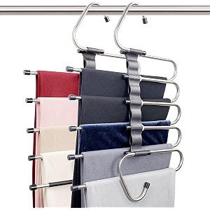 shayonam pack of 1 5 in 1 stainless steel foldable hangers for clothes hanging multi-layer multi-purpose pant hangers for wardrobe magic foldable hanger clothes hangerpack1-