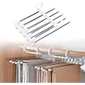 SHAYONAM (Pack of 2) 5 in 1 Simple Stainless Steel Foldable Hangers for Clothes Hanging Multi-Layer Multi-Purpose Pant Hangers for Wardrobe Magic Foldable Hanger Clothes Hanger((Pack*2))