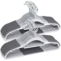 SHAYONAM (Pack of 20) Plastic Clothes Hangers Dry Wet Hangers Space Saving Clothes Hangers, Plastic Hangers with Non-Slip Pads Clothes, Suit Hangers Heavy Duty Coat, Underwear, Pants, Shirts(Grey)