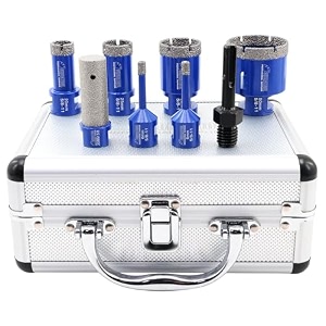 shdiatool diamond core drilling bits set for porcelain hole saw cutter for tile marble ceramic granite kit 58-inch-11 8pieces
