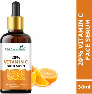 she essentials 20 vitamin c face serum to remove blemishes acne marks  tanning 30 ml