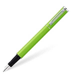 sheaffer pop lime green fountain pen with chrome trim and medium nib in gift box e0920251